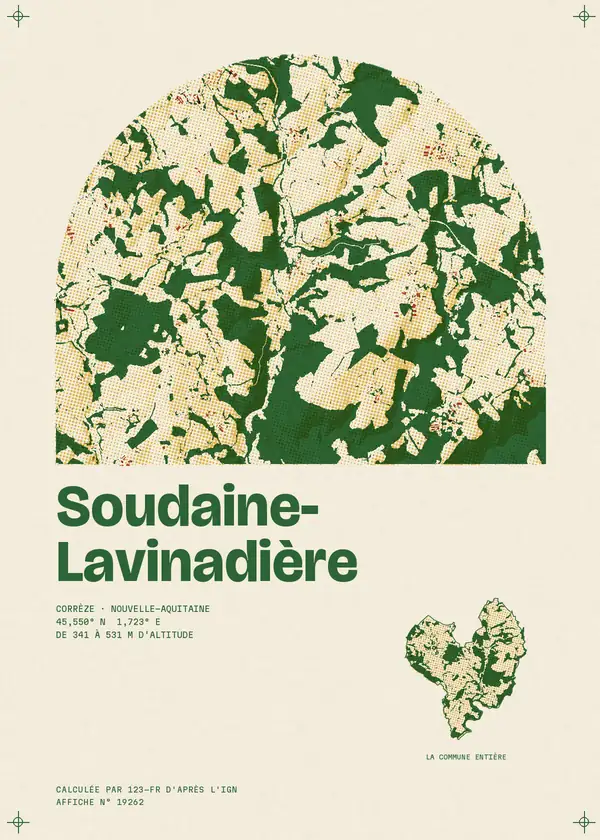 Affiche de Soudaine-Lavinadière, calculée par 123-fr d'après l'IGN