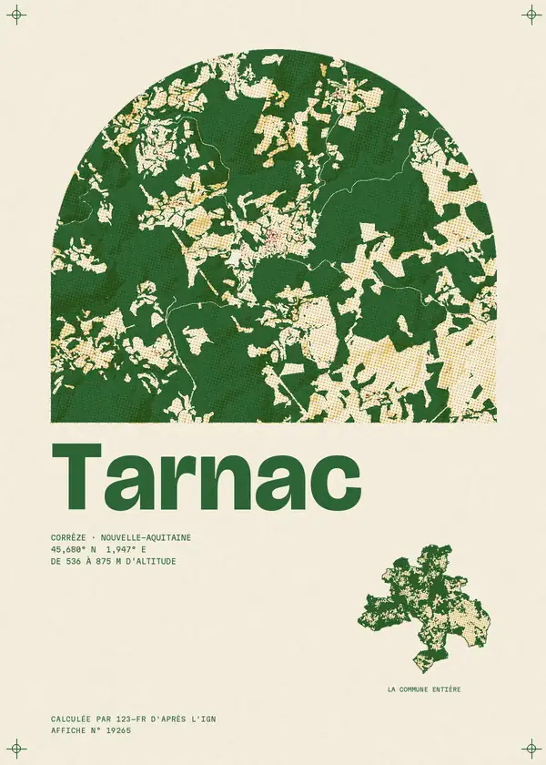 Affiche de Tarnac, calculée par 123-fr d'après l'IGN
