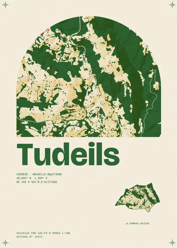 Affiche de Tudeils, calculée par 123-fr d'après l'IGN