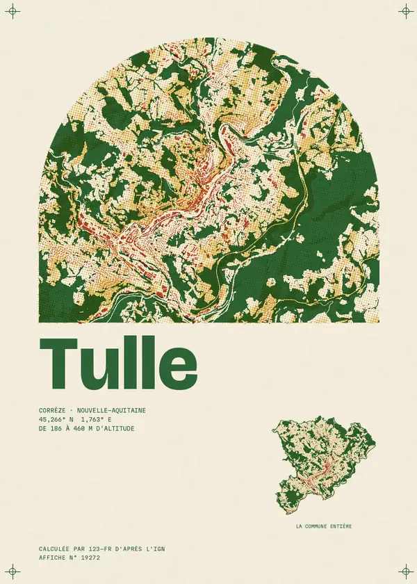 Affiche de Tulle, calculée par 123-fr d'après l'IGN