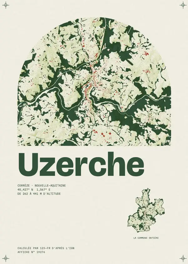 Affiche de Uzerche, calculée par 123-fr d'après l'IGN
