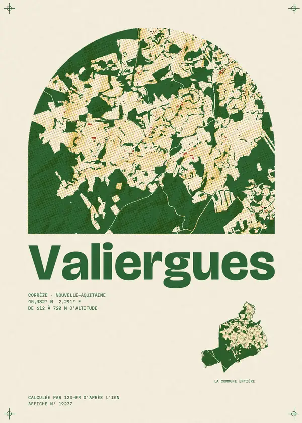 Affiche de Valiergues, calculée par 123-fr d'après l'IGN