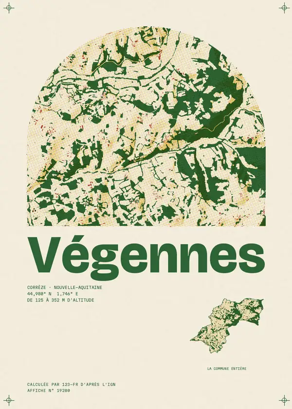 Affiche de Végennes, calculée par 123-fr d'après l'IGN