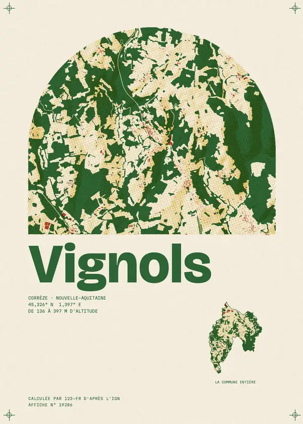 Affiche de Vignols, calculée par 123-fr d'après l'IGN