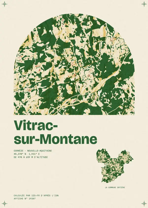Affiche de Vitrac-sur-Montane, calculée par 123-fr d'après l'IGN
