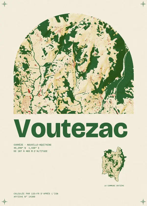 Affiche de Voutezac, calculée par 123-fr d'après l'IGN