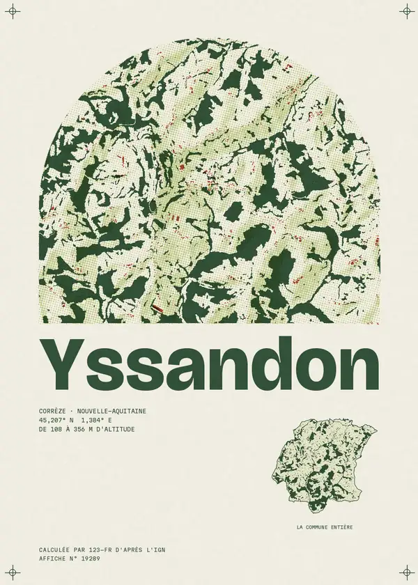 Affiche de Yssandon, calculée par 123-fr d'après l'IGN