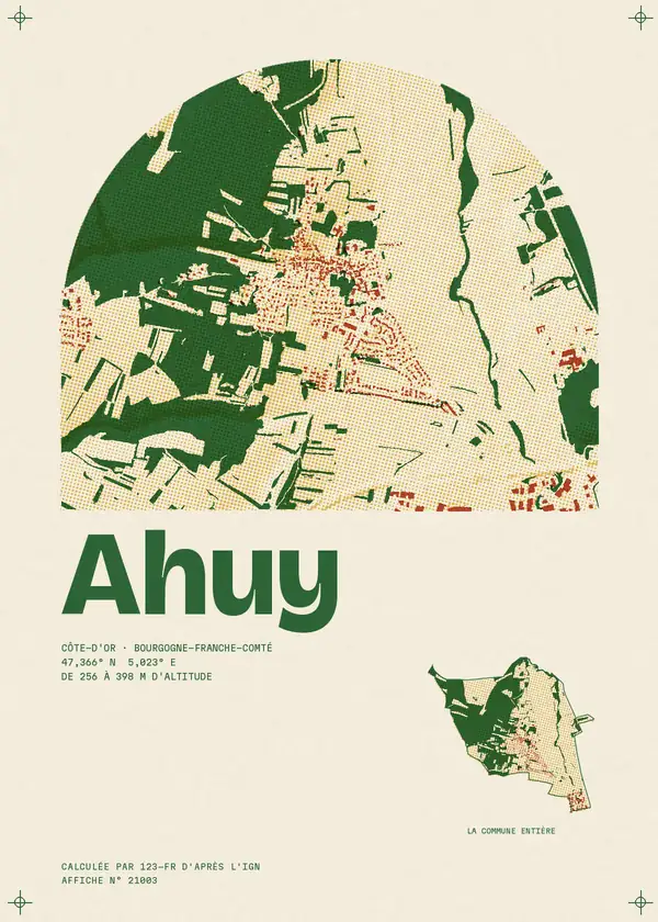 Affiche de Ahuy, calculée par 123-fr d'après l'IGN