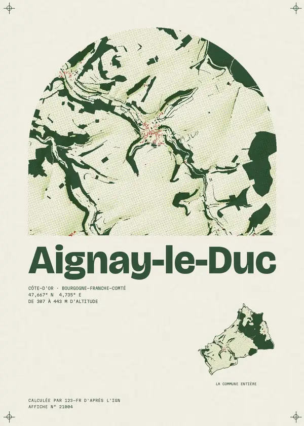 Affiche de Aignay-le-Duc, calculée par 123-fr d'après l'IGN