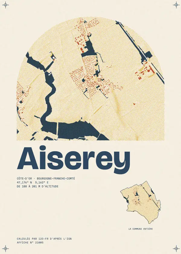 Affiche de Aiserey, calculée par 123-fr d'après l'IGN