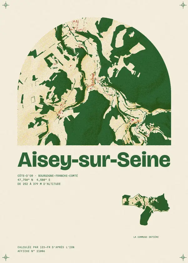 Affiche de Aisey-sur-Seine, calculée par 123-fr d'après l'IGN