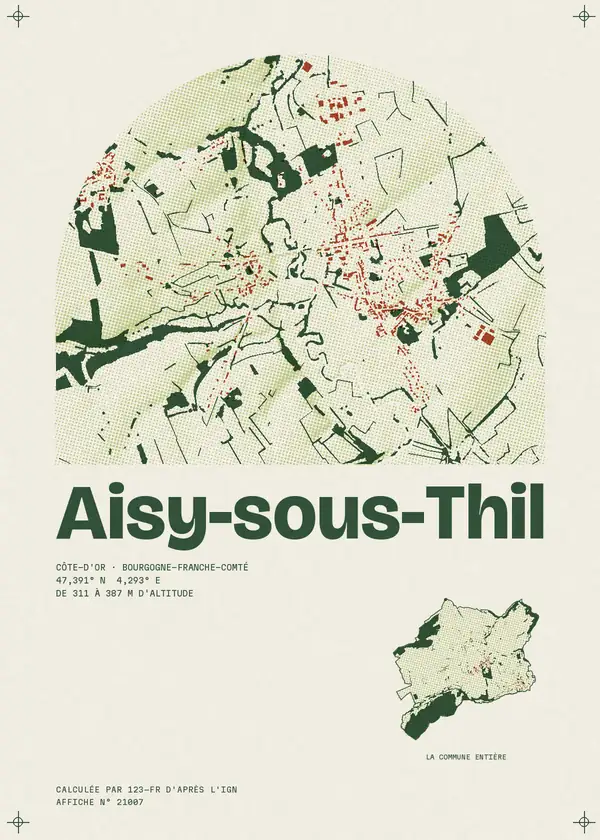 Affiche de Aisy-sous-Thil, calculée par 123-fr d'après l'IGN