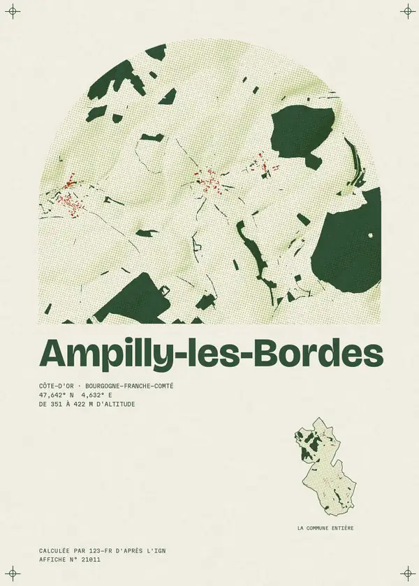 Affiche de Ampilly-les-Bordes, calculée par 123-fr d'après l'IGN