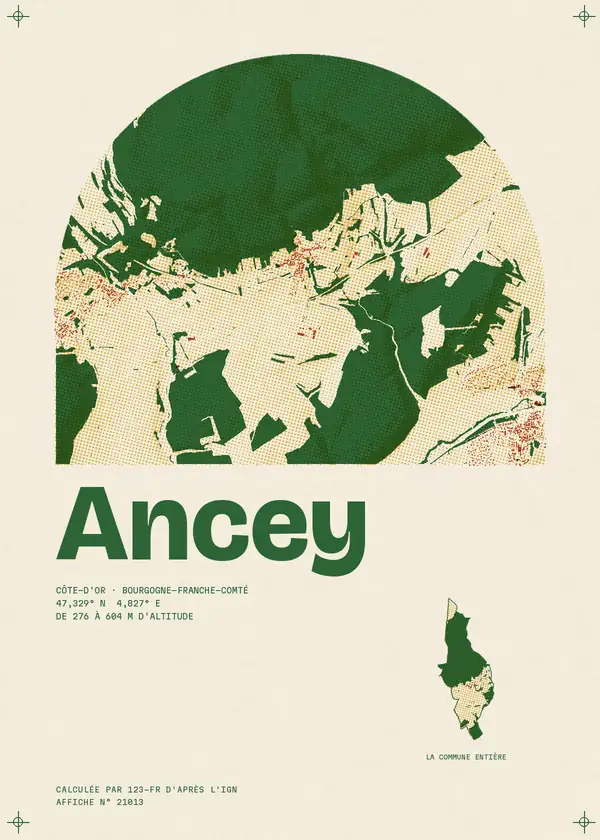 Affiche de Ancey, calculée par 123-fr d'après l'IGN