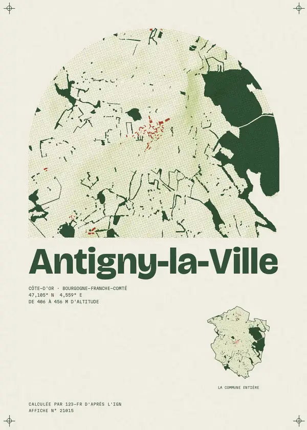 Affiche de Antigny-la-Ville, calculée par 123-fr d'après l'IGN