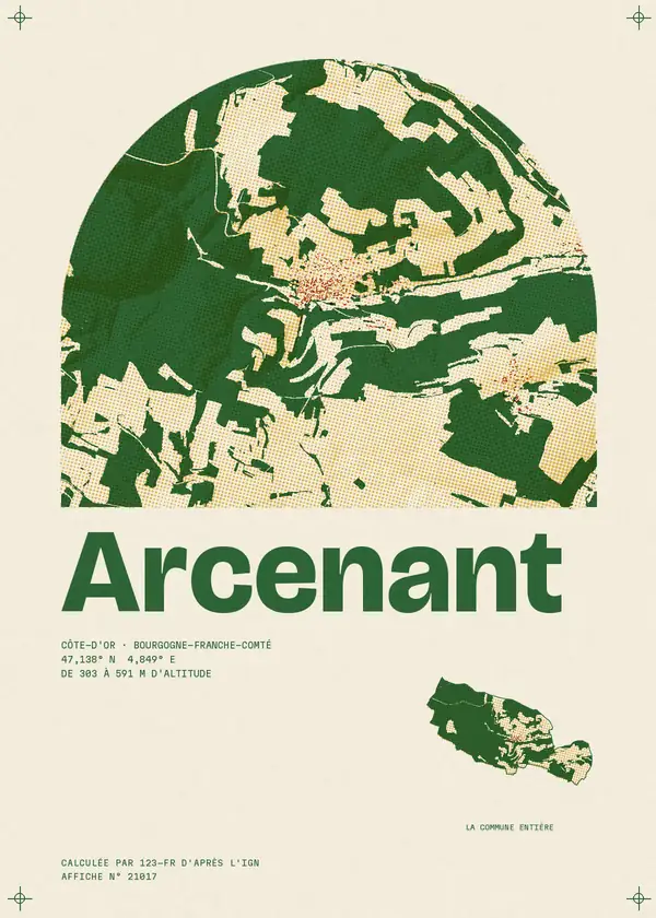 Affiche de Arcenant, calculée par 123-fr d'après l'IGN