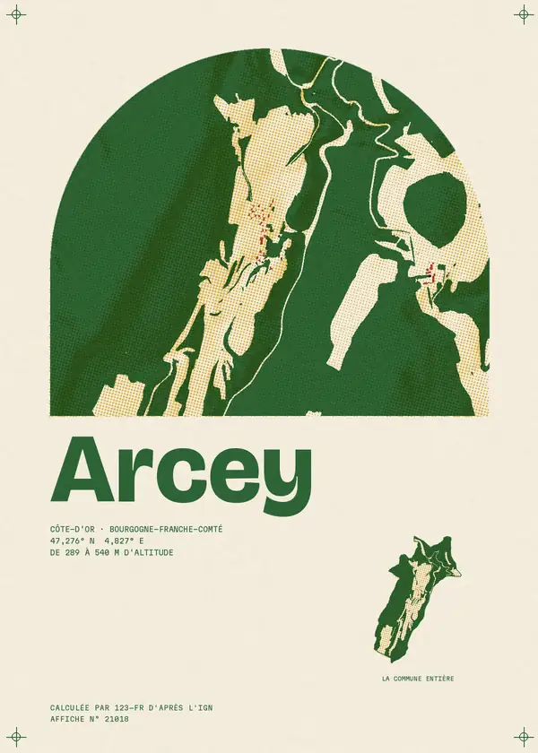 Affiche de Arcey, calculée par 123-fr d'après l'IGN