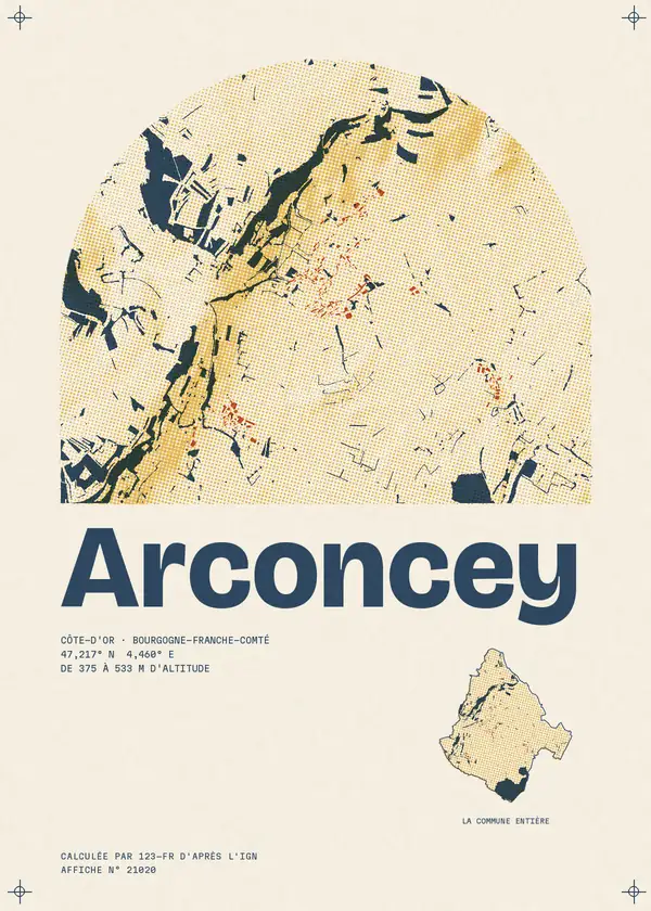 Affiche de Arconcey, calculée par 123-fr d'après l'IGN