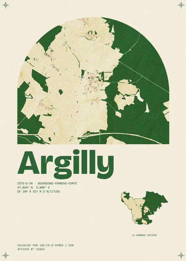 Affiche de Argilly, calculée par 123-fr d'après l'IGN