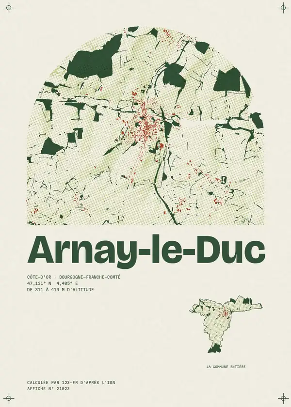 Affiche de Arnay-le-Duc, calculée par 123-fr d'après l'IGN