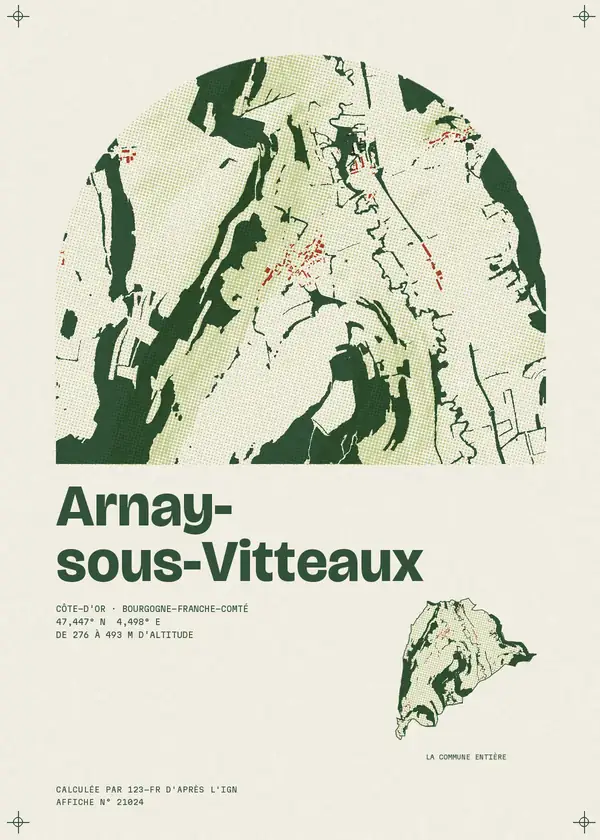 Affiche de Arnay-sous-Vitteaux, calculée par 123-fr d'après l'IGN