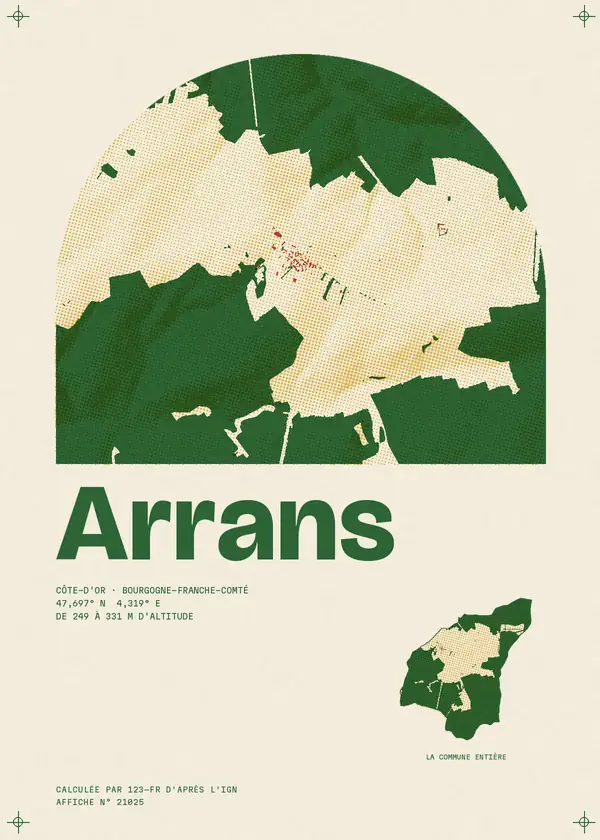 Affiche de Arrans, calculée par 123-fr d'après l'IGN