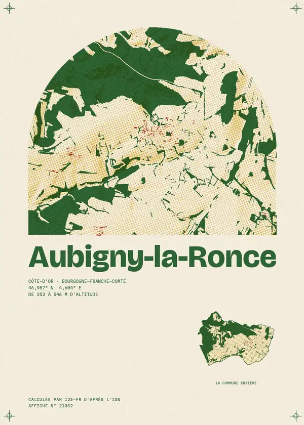 Affiche de Aubigny-la-Ronce, calculée par 123-fr d'après l'IGN