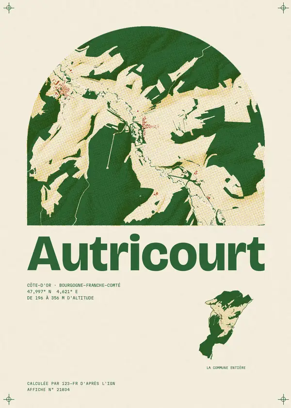 Affiche de Autricourt, calculée par 123-fr d'après l'IGN