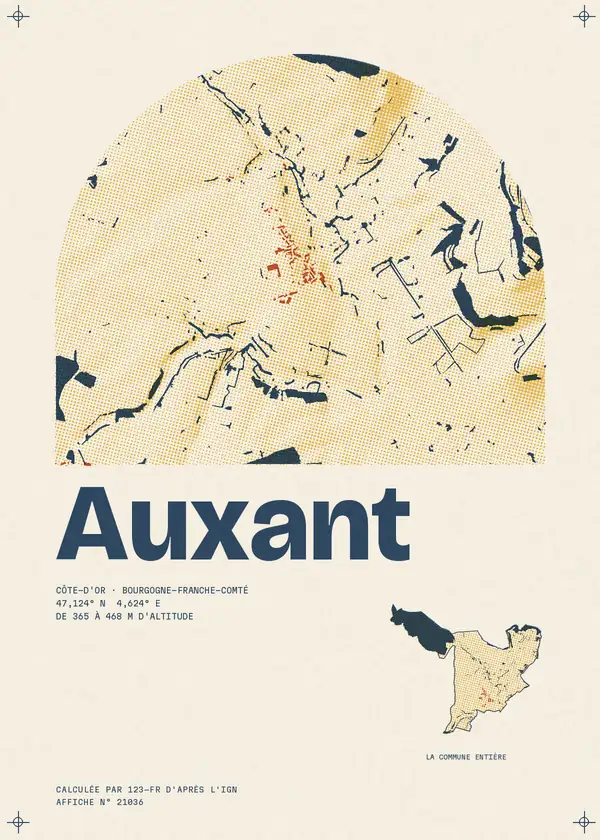Affiche de Auxant, calculée par 123-fr d'après l'IGN