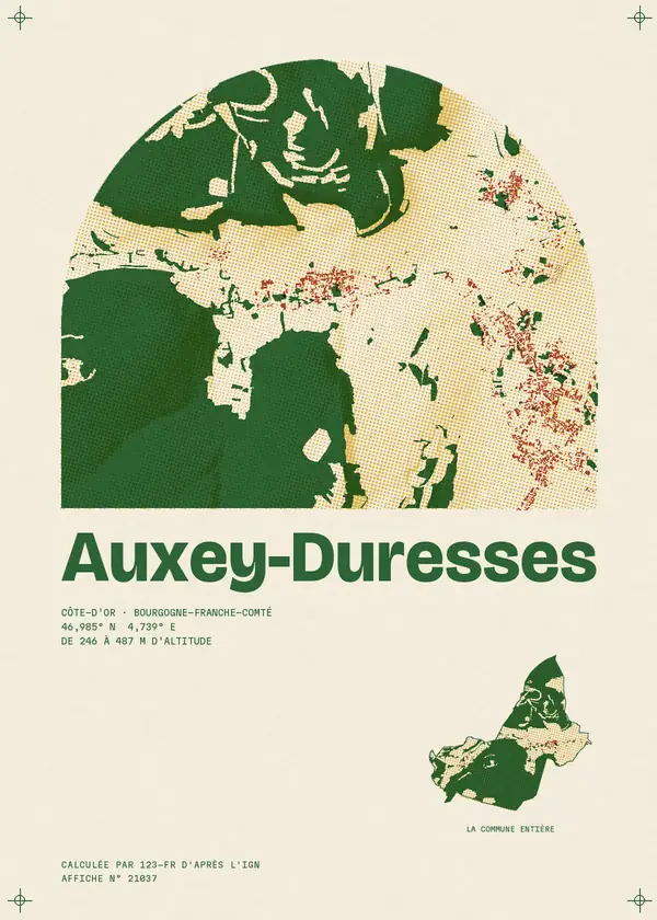 Affiche de Auxey-Duresses, calculée par 123-fr d'après l'IGN