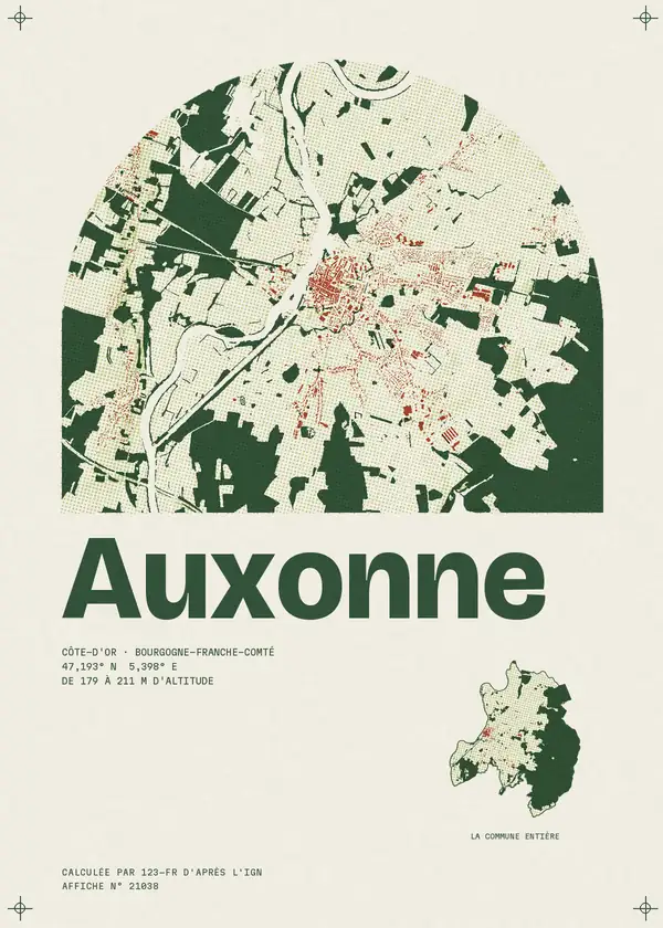 Affiche de Auxonne, calculée par 123-fr d'après l'IGN