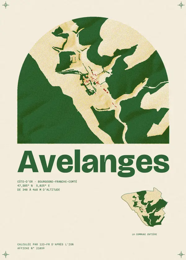 Affiche de Avelanges, calculée par 123-fr d'après l'IGN
