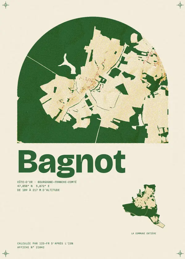 Affiche de Bagnot, calculée par 123-fr d'après l'IGN