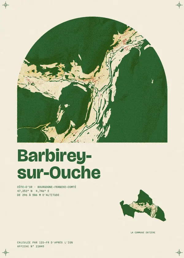 Affiche de Barbirey-sur-Ouche, calculée par 123-fr d'après l'IGN