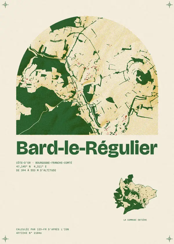 Affiche de Bard-le-Régulier, calculée par 123-fr d'après l'IGN