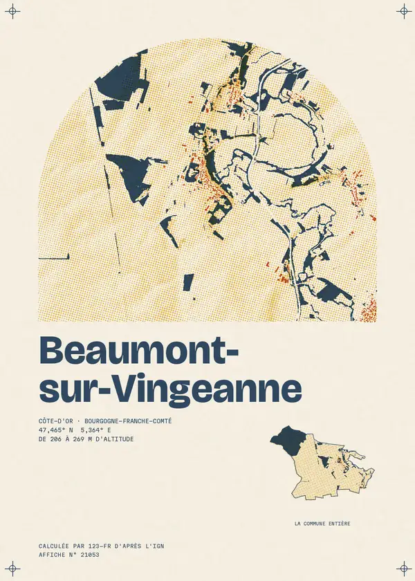 Affiche de Beaumont-sur-Vingeanne, calculée par 123-fr d'après l'IGN