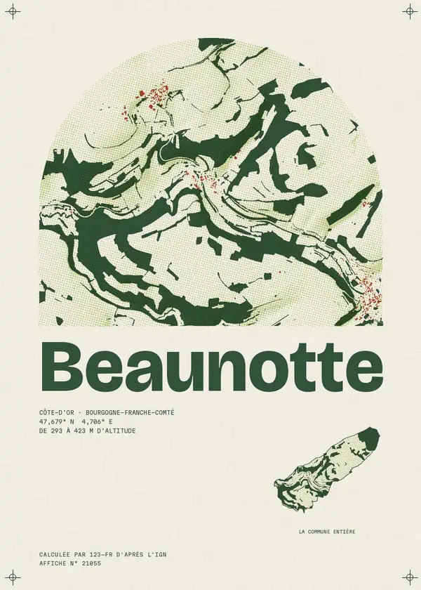 Affiche de Beaunotte, calculée par 123-fr d'après l'IGN