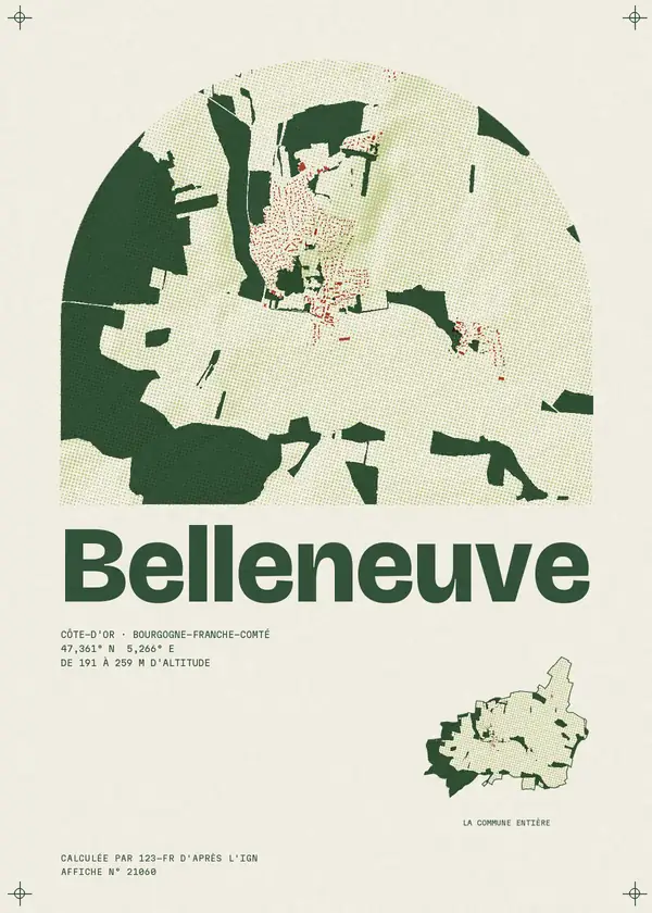 Affiche de Belleneuve, calculée par 123-fr d'après l'IGN