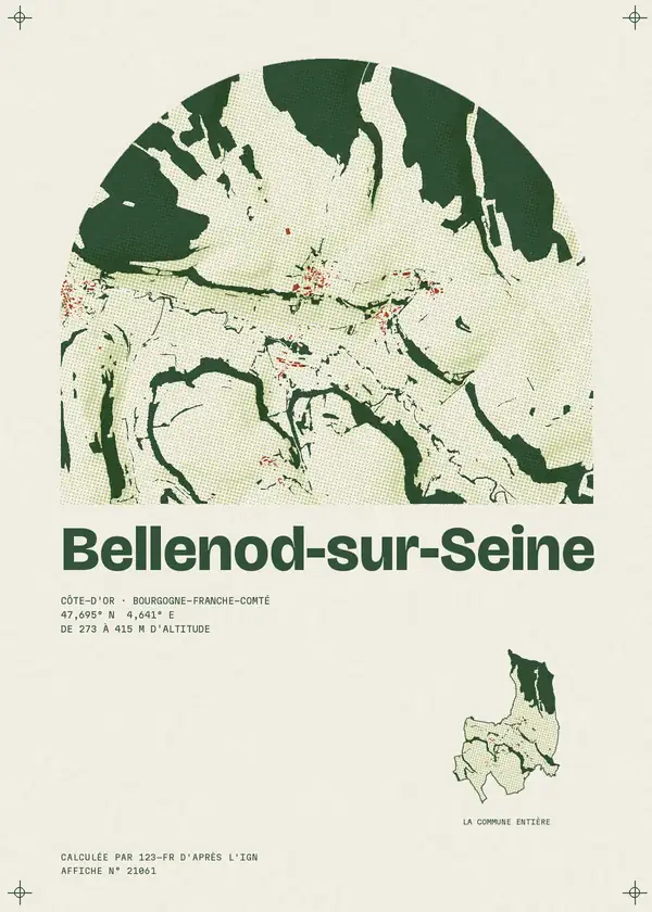 Affiche de Bellenod-sur-Seine, calculée par 123-fr d'après l'IGN