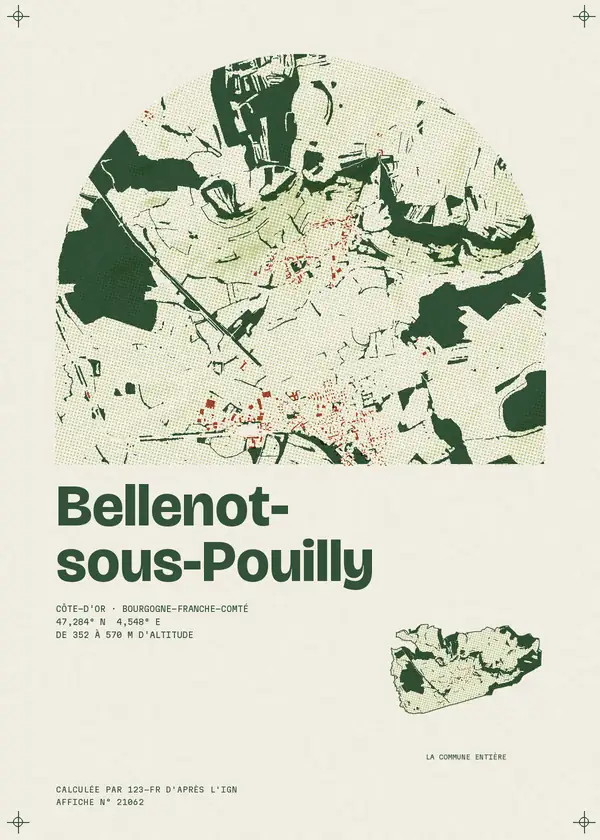 Affiche de Bellenot-sous-Pouilly, calculée par 123-fr d'après l'IGN
