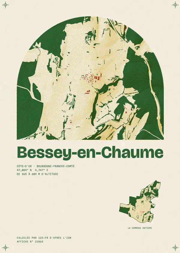 Affiche de Bessey-en-Chaume, calculée par 123-fr d'après l'IGN