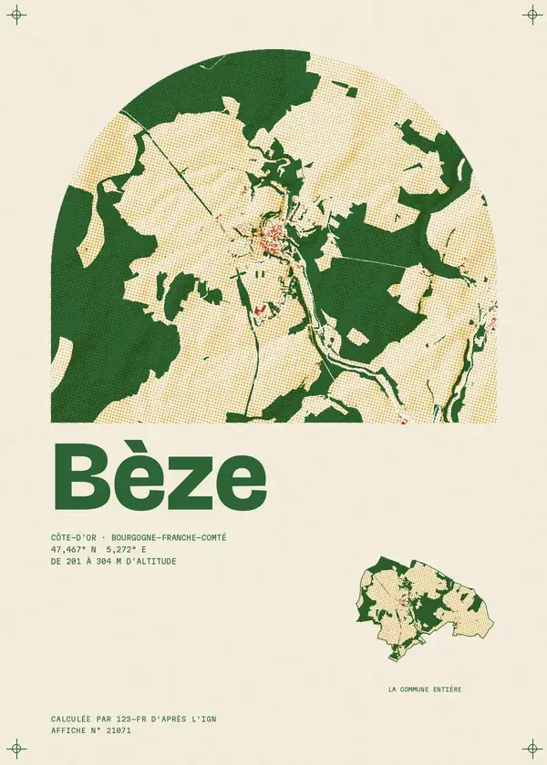 Affiche de Bèze, calculée par 123-fr d'après l'IGN