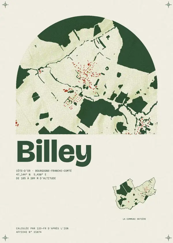 Affiche de Billey, calculée par 123-fr d'après l'IGN