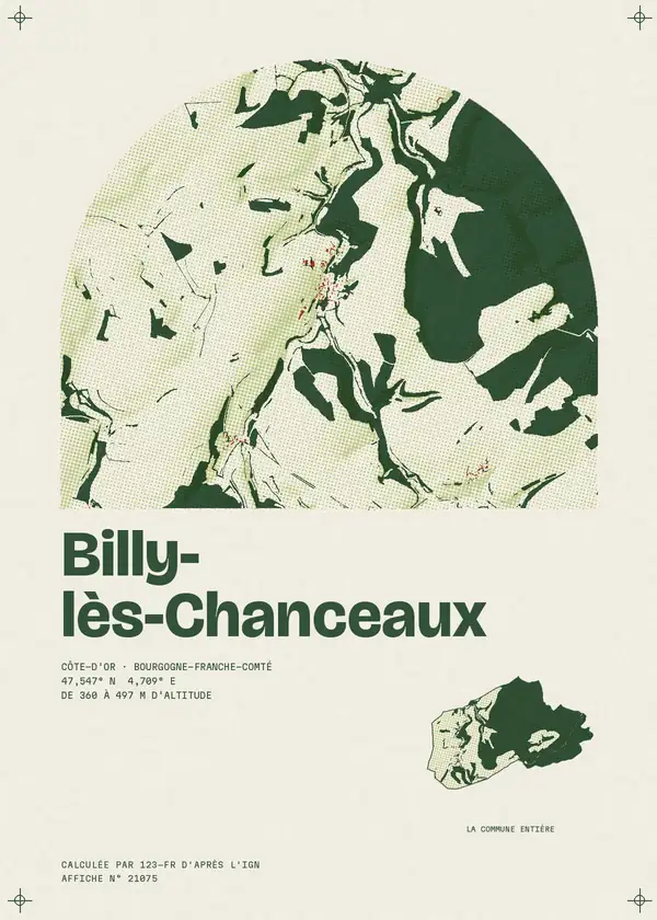 Affiche de Billy-lès-Chanceaux, calculée par 123-fr d'après l'IGN