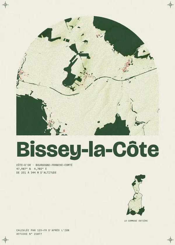 Affiche de Bissey-la-Côte, calculée par 123-fr d'après l'IGN