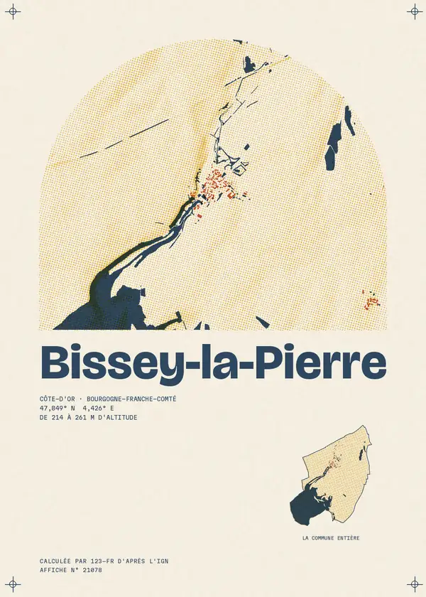 Affiche de Bissey-la-Pierre, calculée par 123-fr d'après l'IGN