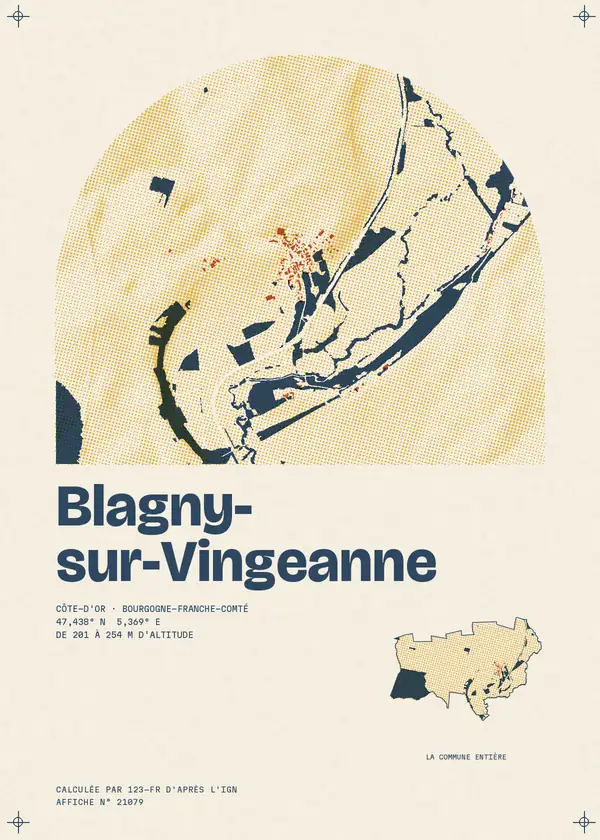 Affiche de Blagny-sur-Vingeanne, calculée par 123-fr d'après l'IGN