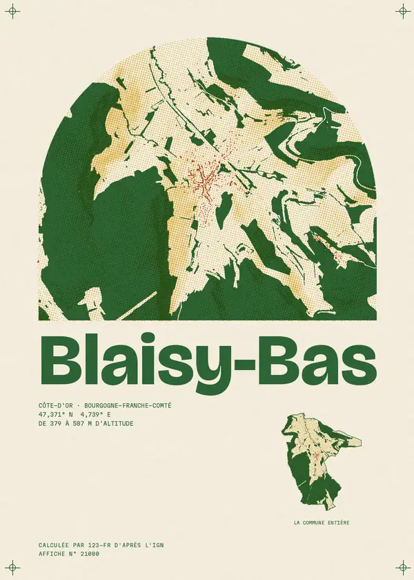 Affiche de Blaisy-Bas, calculée par 123-fr d'après l'IGN