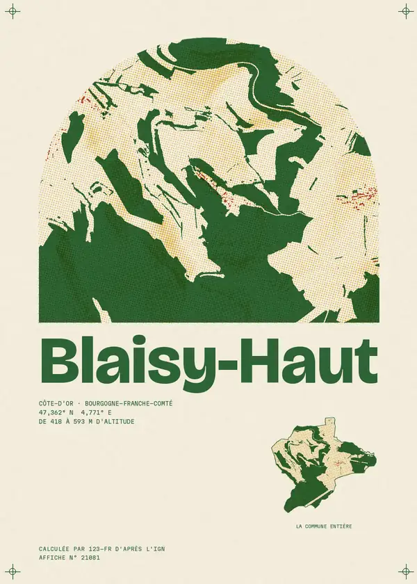 Affiche de Blaisy-Haut, calculée par 123-fr d'après l'IGN