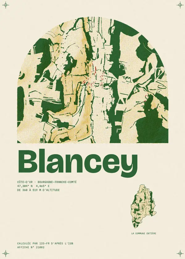 Affiche de Blancey, calculée par 123-fr d'après l'IGN